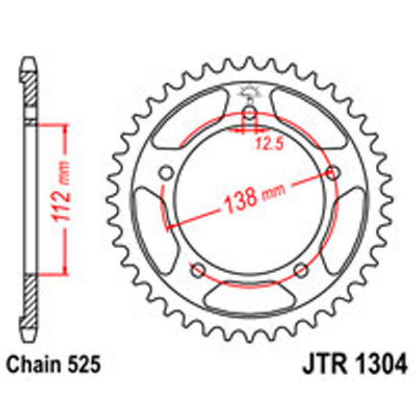 JT JT Rear Sprockets R/W 1304-38 HON (4357)